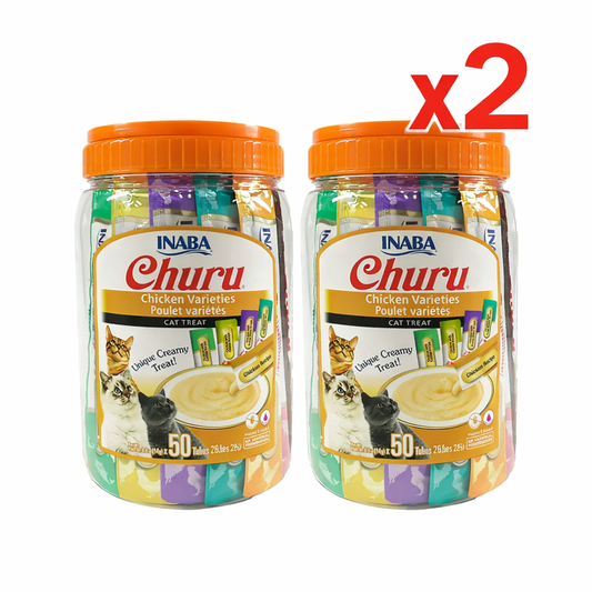 2 x INABA CHURU PUREE Chicken Varieties (CAT TREAT) 50x14g