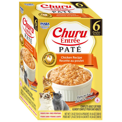 Inaba Churu Entrée Pâté Chicken wet cat food 6 x 50g pouch pack side view
