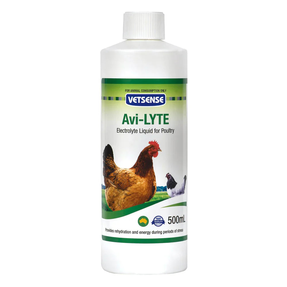 Vetsense Avi-LYTE 500mL electrolyte supplement for chickens poultry and birds during heat stress