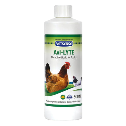 2 pack Vetsense Avi-LYTE 500mL electrolyte supplement for poultry and birds