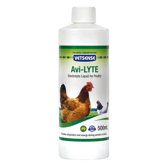 Vetsense Avi-LYTE 500mL electrolyte supplement for chickens poultry and birds during heat stress