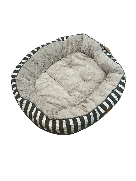 Mog And Bone Reversible Dog Bed - Charcoal Hamptons Stripe Print Medium