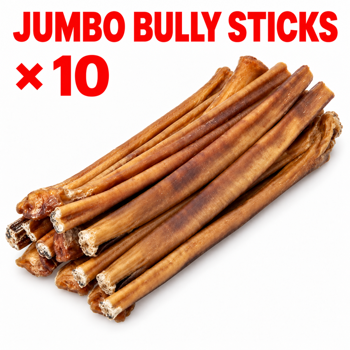 Blackdog Jumbo Bully Sticks 10 Pack showing 10 sticks with red product heading