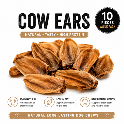 Blackdog Cow Ears 10 Pack showing all 10 natural cow ears included
