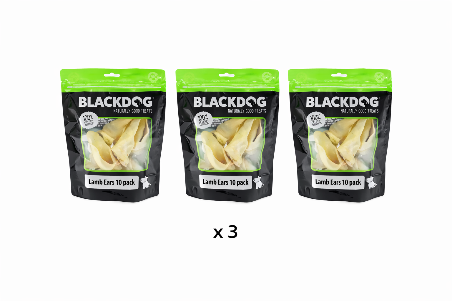 Shop Blackdog Lamb Ears Value Pack containing 30 natural lamb ear dog chews. Ideal for enrichment, reward routines and multi-dog households. Fast Australia-wide shipping.
