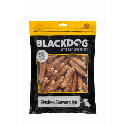 Blackdog Chicken Skewers 1kg high protein chicken breast wrapped dog chew treats