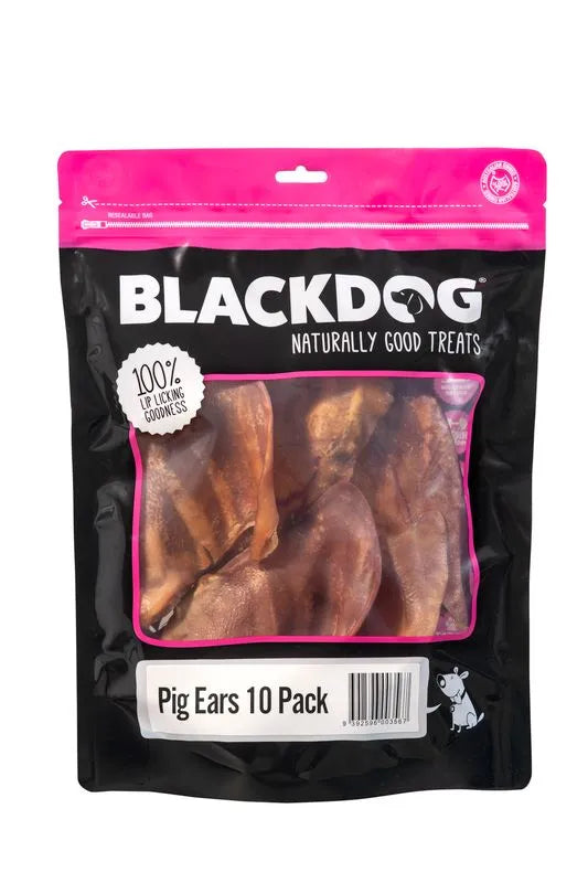 Blackdog Pig Ears 10 Pack premium natural dog chews retail pack