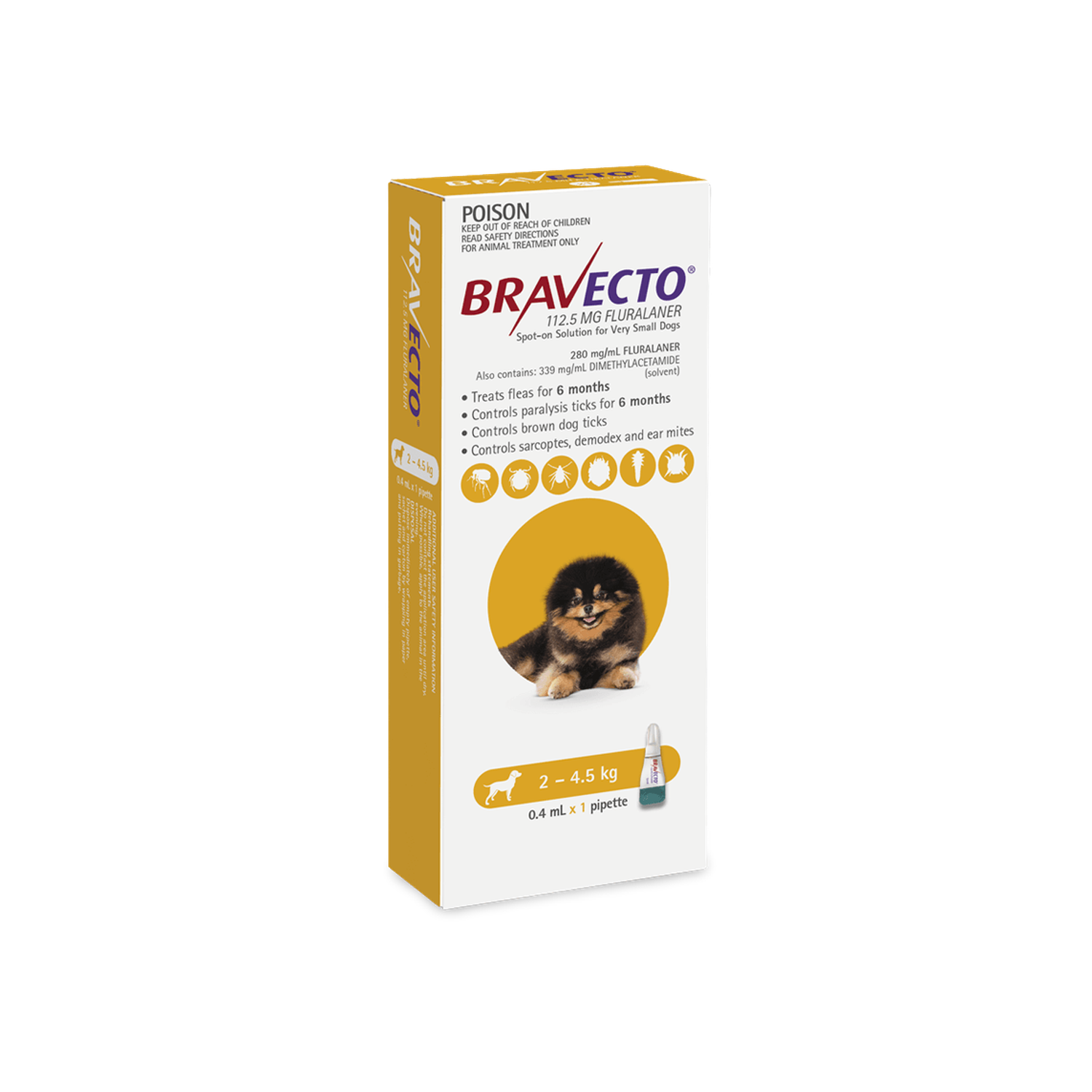 bravecto yellow 1 pipette