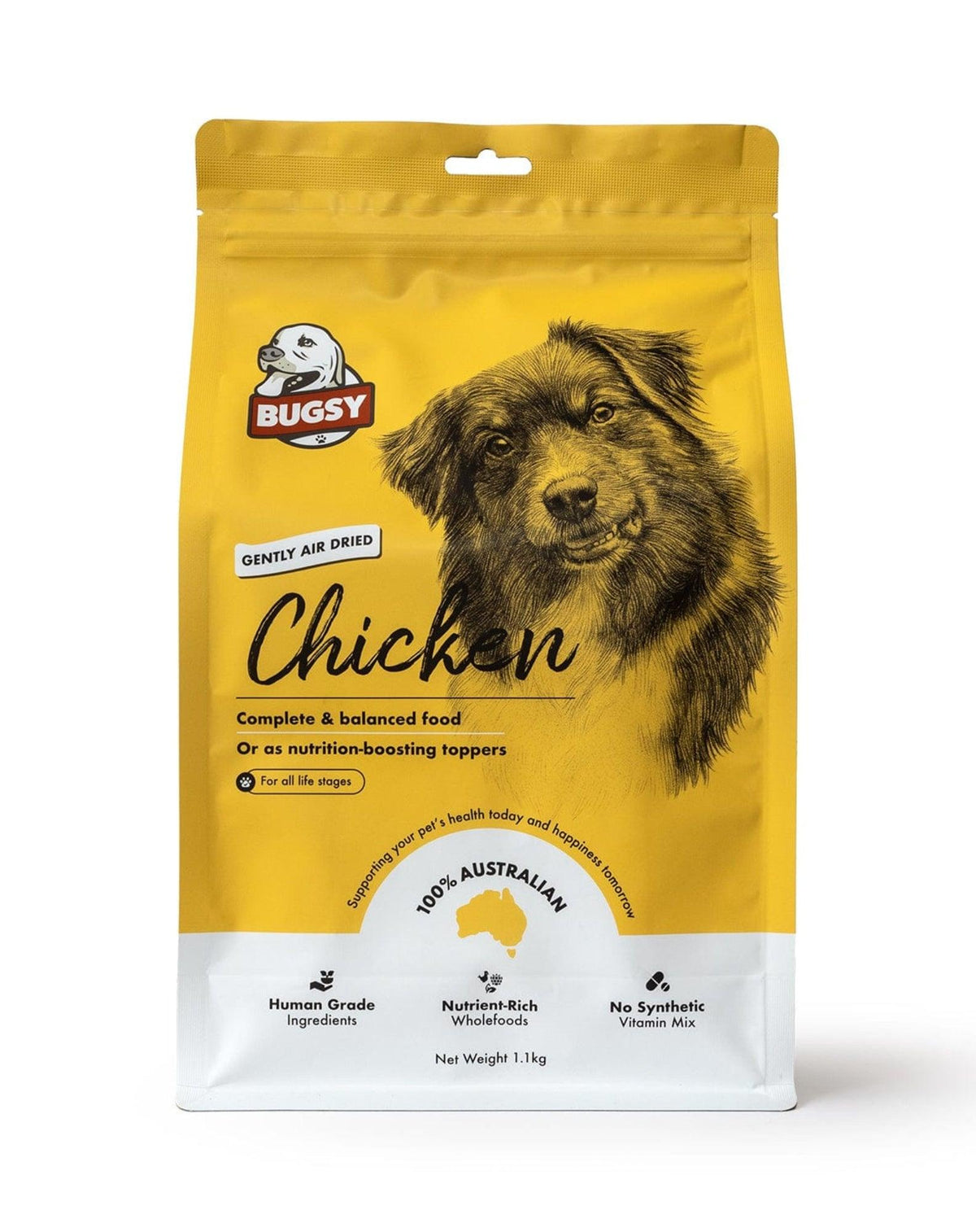 Bugsy's Gently Air Dried Chicken Dog Food 1.1kg