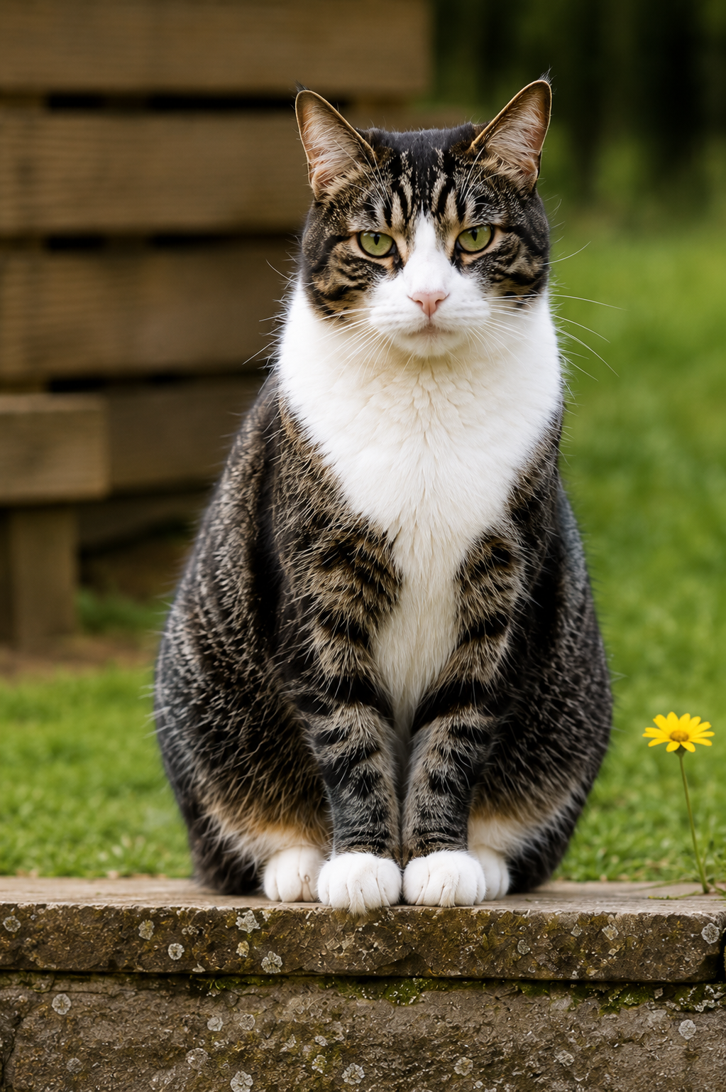 Cat collection image featuring a tabby cat sitting outdoors