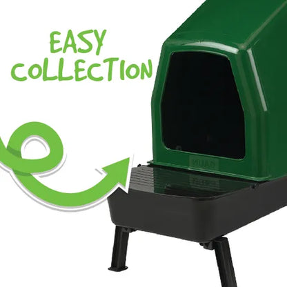 Freestanding rollaway chicken nest box for easy egg collection
