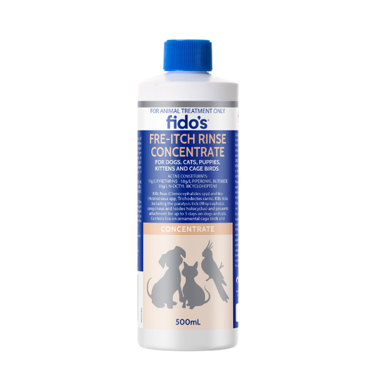 Fido’s Fre-Itch Rinse Concentrate 500mL bottle for flea, lice and tick control