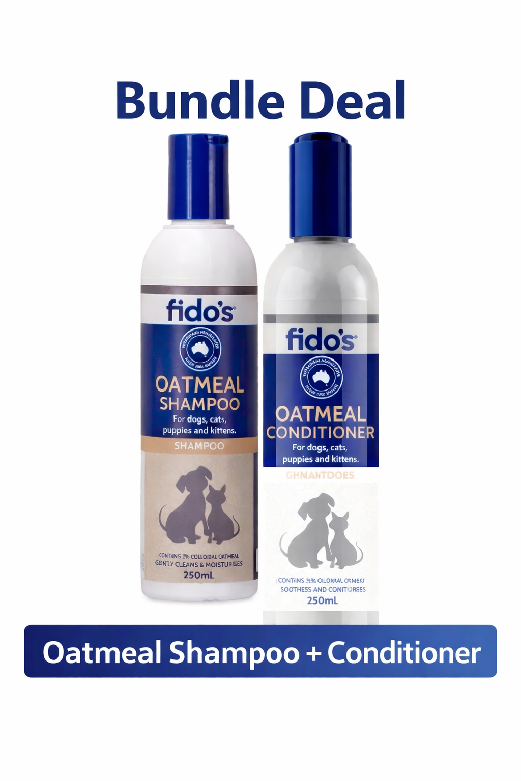 Fido's Oatmeal Shampoo and Conditioner Bundle for dog grooming and coat care