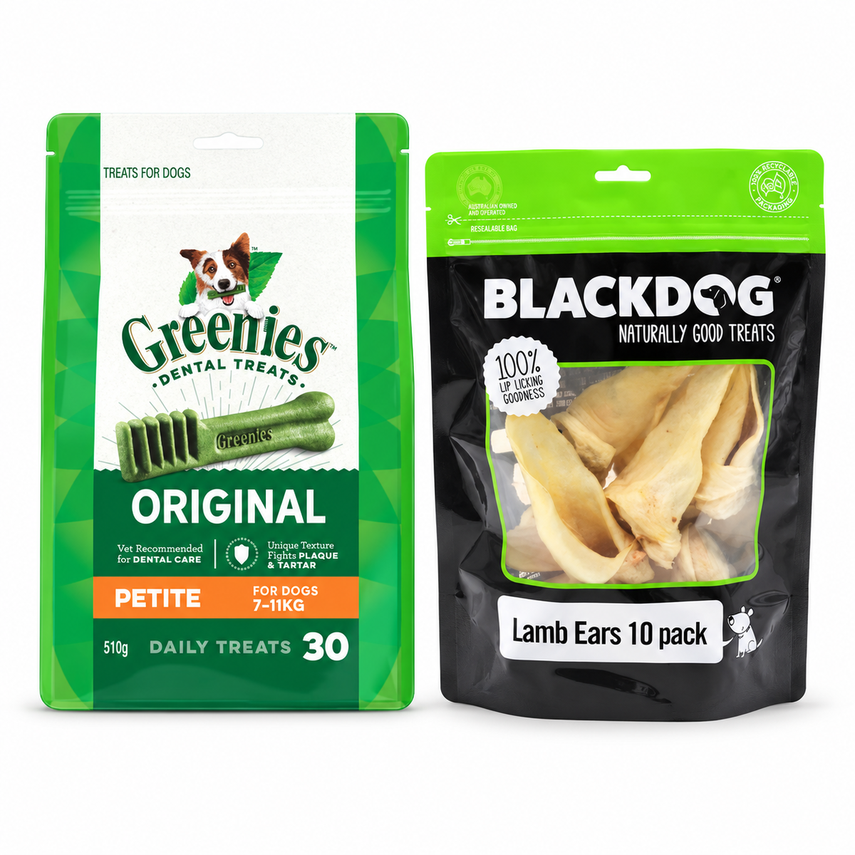 GREENIES Original Petite 510g and Blackdog Lamb Ears 10 Pack small dog treat pack