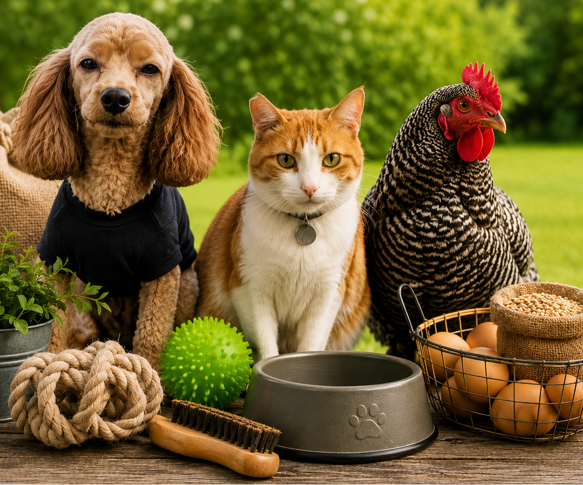 Australian pet and rural supplies including dogs, cats, poultry products, toys, treats, and pet essentials.
