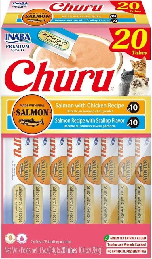 Inaba Churu Salmon with Scallop & Chicken Variety Cat Treats 20 x 14g