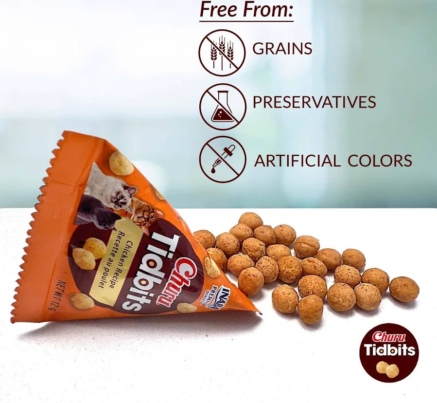 3 x Inaba Churu Tidbits Chicken Cat Treats 96g