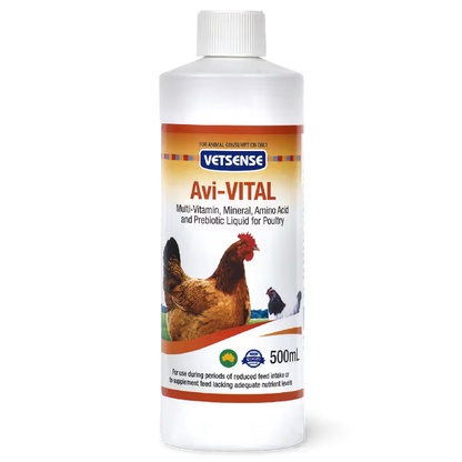 2 pack Vetsense Avi-VITAL 500mL vitamin supplement for poultry and birds