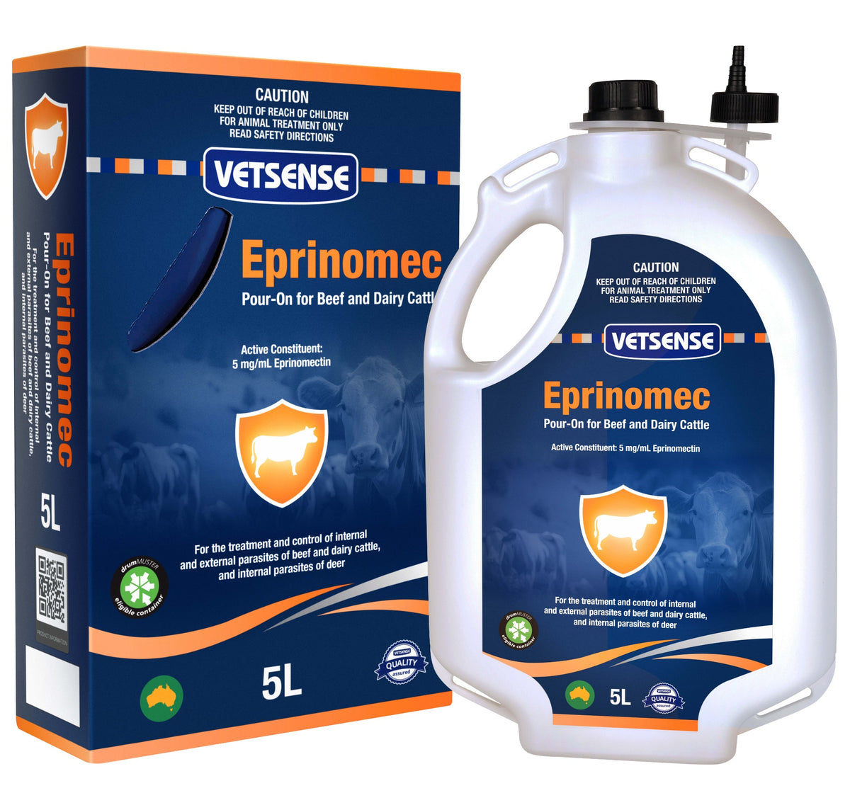 Vetsense Eprinomec Pour-On for Cattle 5L with carton