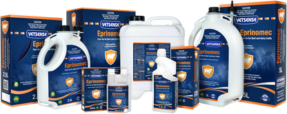 Vetsense Eprinomec Pour-On for Cattle range 250mL 1L 2.5L 5L and 20L