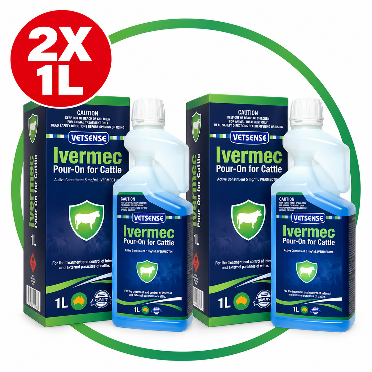 Vetsense Ivermec Pour-On 2 x 1L bundle, 2L total